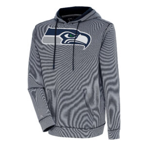 Men's Antigua  College Navy/White Seattle Seahawks Axe Bunker Tri-Blend Pullover Hoodie