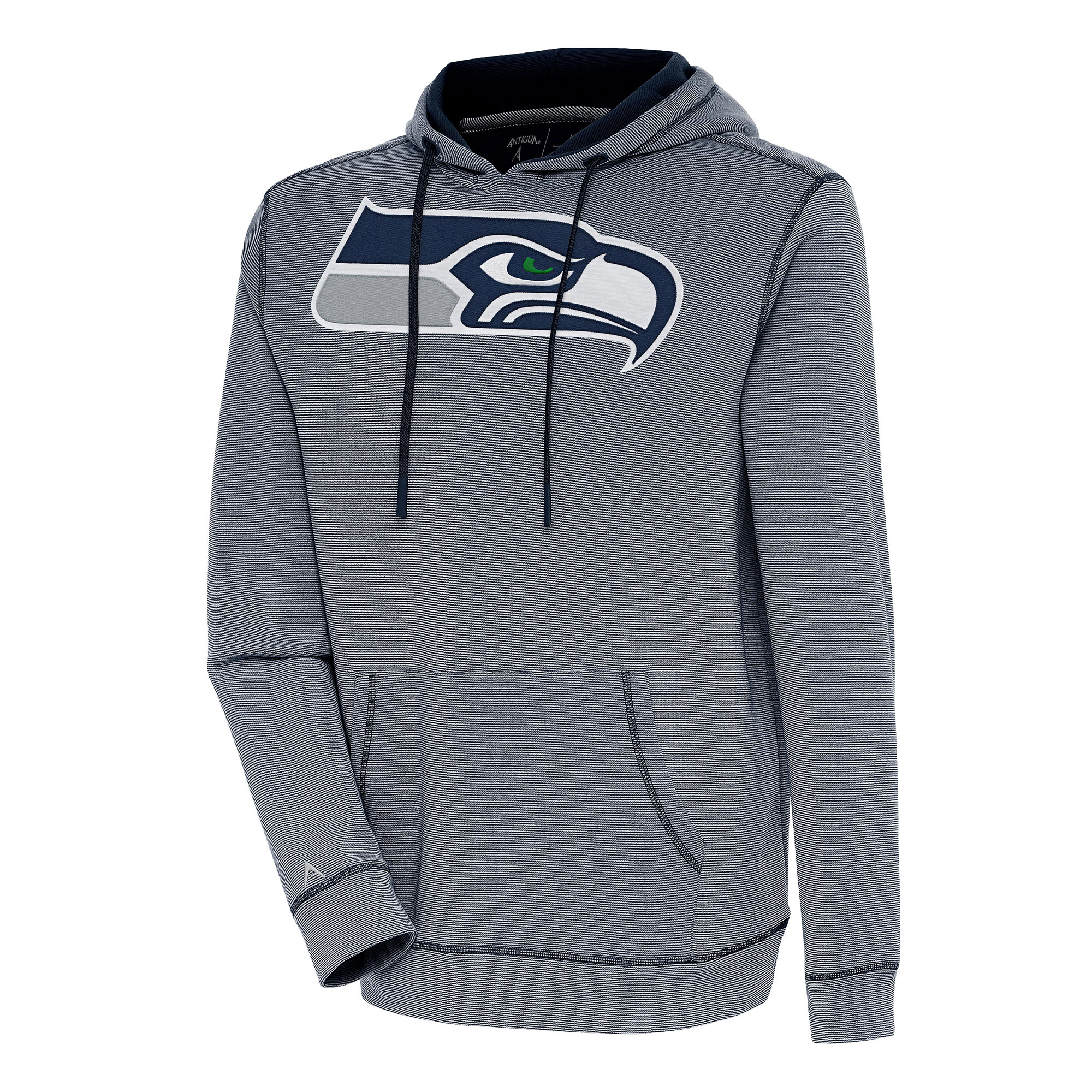 Men's Antigua College Navy/White Seattle Seahawks Axe Bunker Tri-Blend Pullover Hoodie