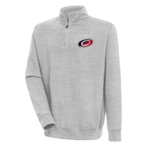 Men's Antigua  Heather Gray Carolina Hurricanes Victory Quarter-Zip Pullover Top