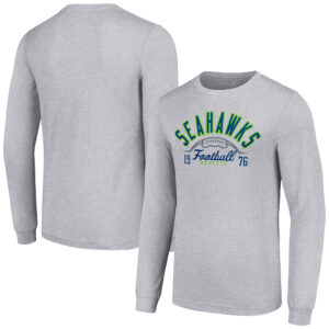 Men's Starter  Heather Gray Seattle Seahawks Half Ball Team Long Sleeve T-Shirt