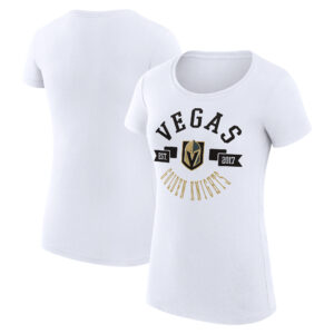 Women's G-III 4Her by Carl Banks White Vegas Golden Knights City Graphic Sport Fitted Crewneck T-Shirt