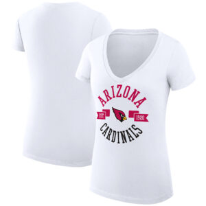 Women's G-III 4Her by Carl Banks White Arizona Cardinals City Graphic Team V-Neck Fitted T-Shirt