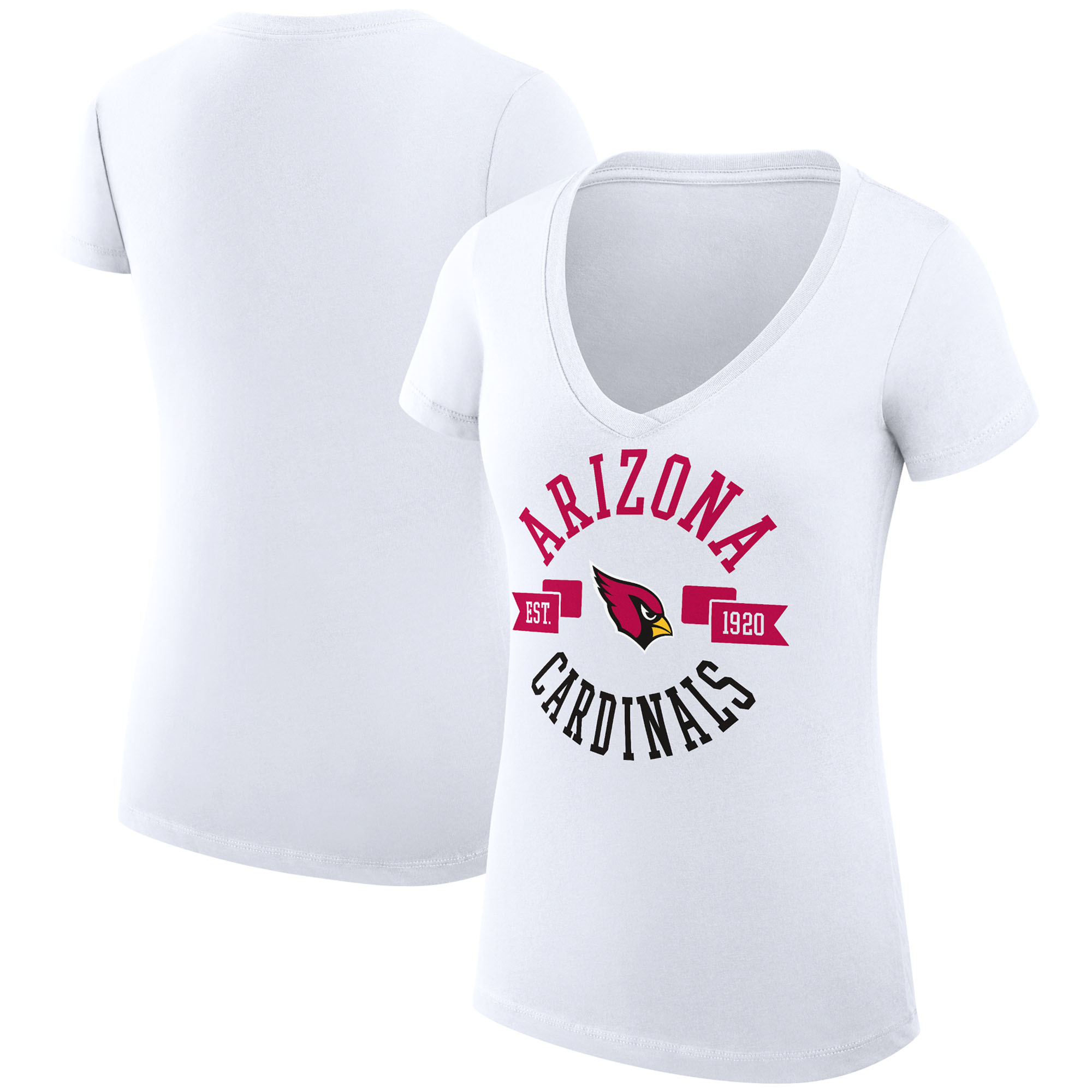 Women's G-III 4Her by Carl Banks White Arizona Cardinals City Graphic Team V-Neck Fitted T-Shirt
