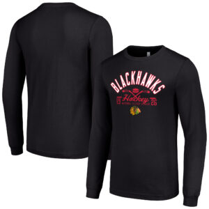 Men's Starter  Black Chicago Blackhawks Puck Long Sleeve T-Shirt