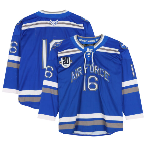 Air Force Falcons Team-Issued #16 Blue Jersey with Atlantic Hockey 20th Anniversary Patch from the Hockey Program - Image 5