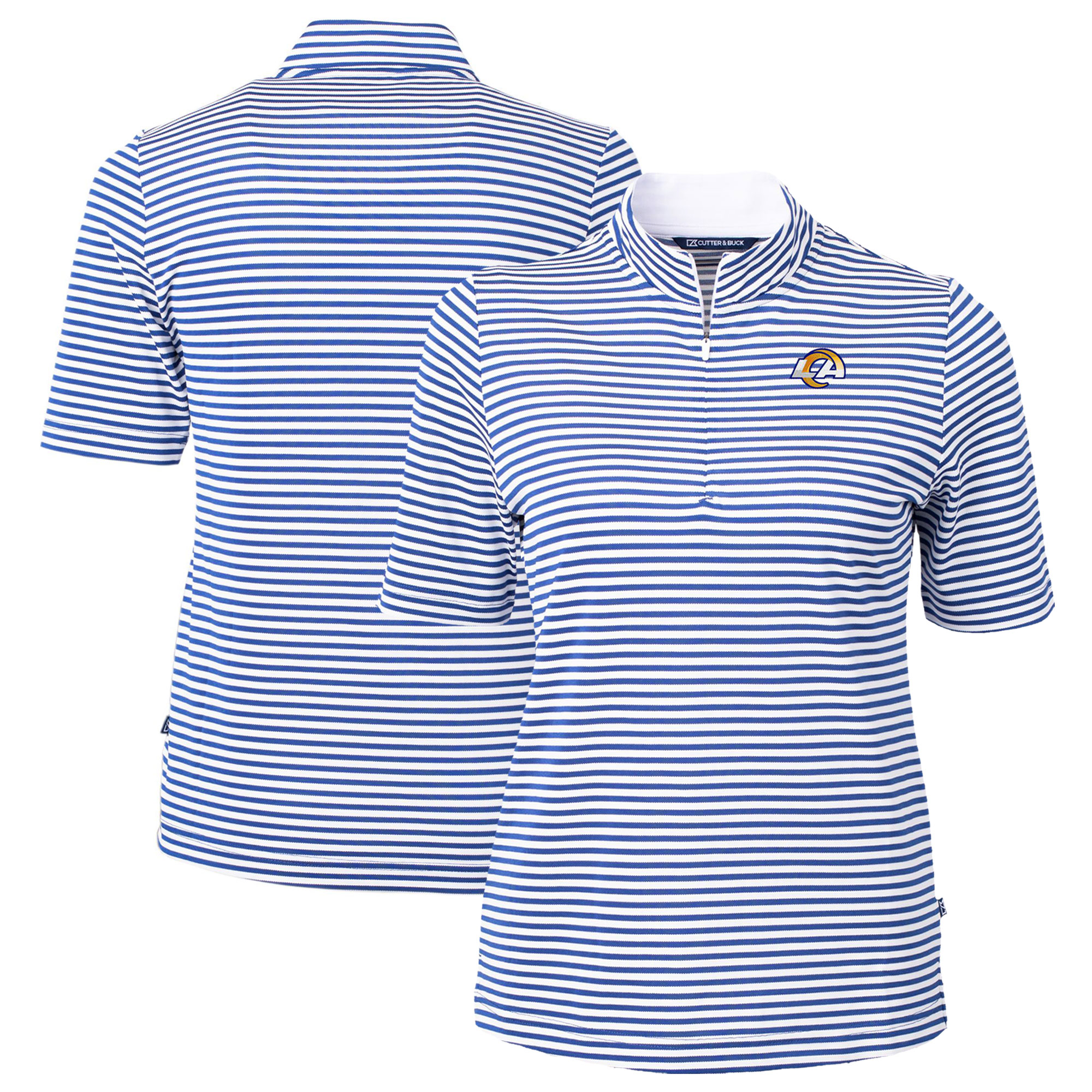 Women's Cutter & Buck Royal Los Angeles Rams DryTec Virtue Eco Pique Stripe Recycled Polo
