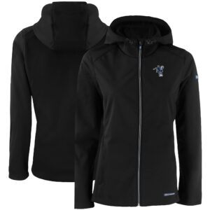 Women's Cutter & Buck Black Indianapolis Colts Evoke Eco Softshell Recycled Full-Zip Hooded Jacket