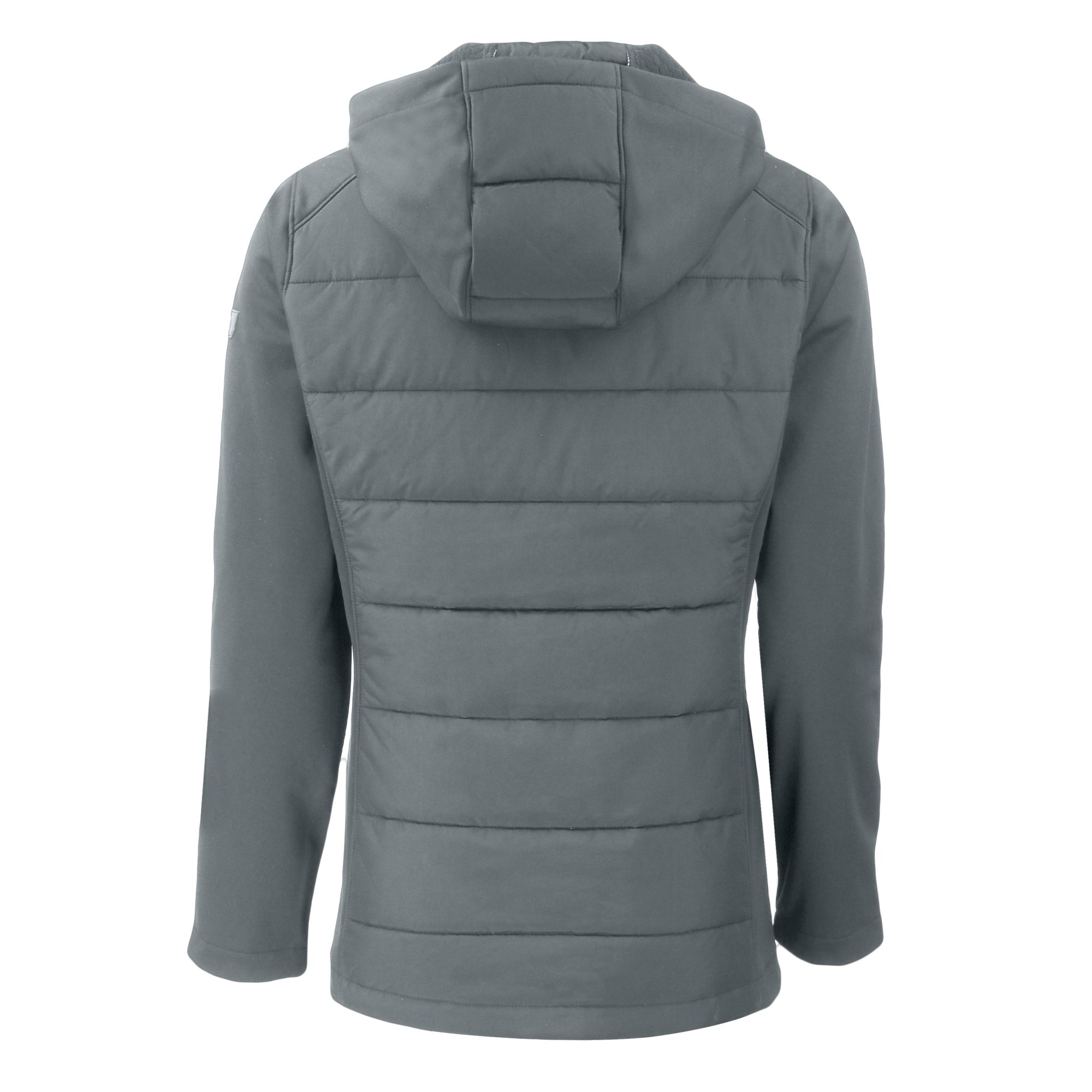 Women's Cutter & Buck Gray Los Angeles Chargers Throwback Evoke Hybrid Eco Softshell Recycled Full-Zip Hoodie Jacket - Image 4