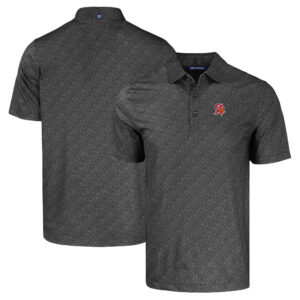 Men's Cutter & Buck  Black Tampa Bay Buccaneers Throwback Pike Eco Pebble Print Stretch Recycled Polo