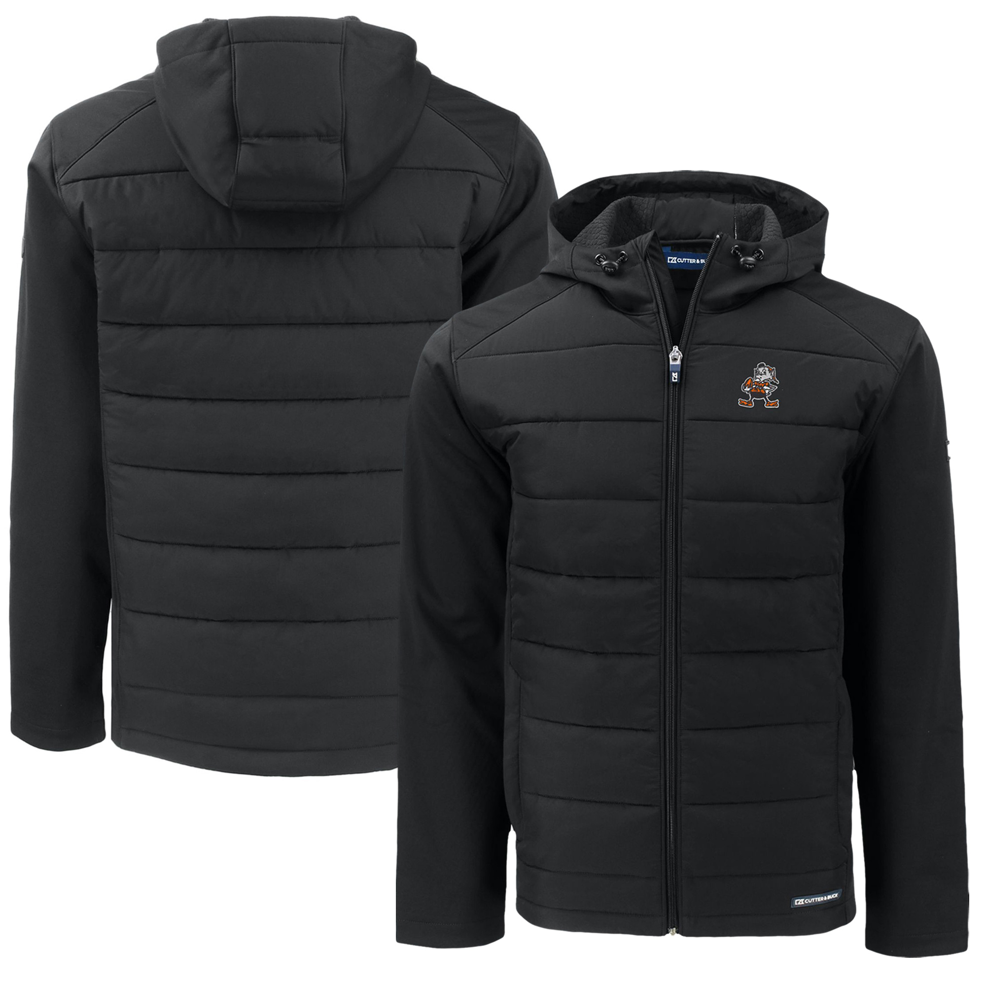 Men's Cutter & Buck Black Cleveland Browns Throwback Big & Tall Evoke Hybrid Eco Softshell Recycled Full-Zip Jacket