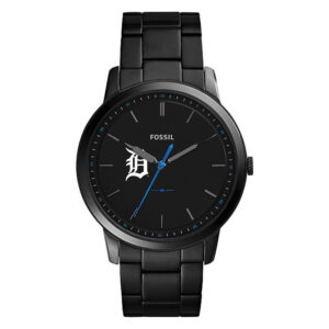 Men's Fossil Black Detroit Tigers Minimalist Stainless Steel Watch