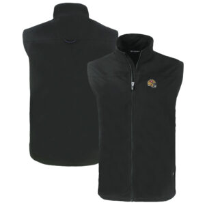 Men's Cutter & Buck  Black San Francisco 49ers Helmet Big & Tall Charter Eco Full-Zip Vest