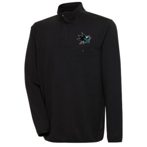 Men's Antigua  Black San Jose Sharks Streamer Quarter-Snap Pullover Jacket