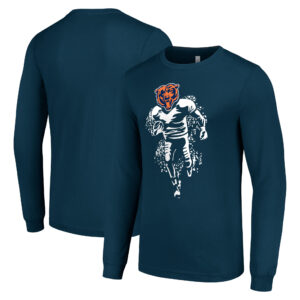 Men's Starter Navy Chicago Bears Logo Graphic Long Sleeve T-Shirt