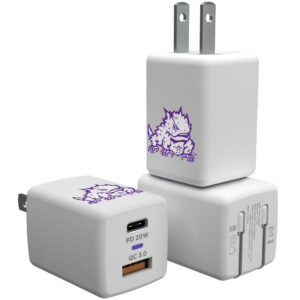 Keyscaper White TCU Horned Frogs USB A/C Charger