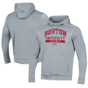 Men's Under Armour Gray Boston University Lacrosse Fleece Pullover Hoodie