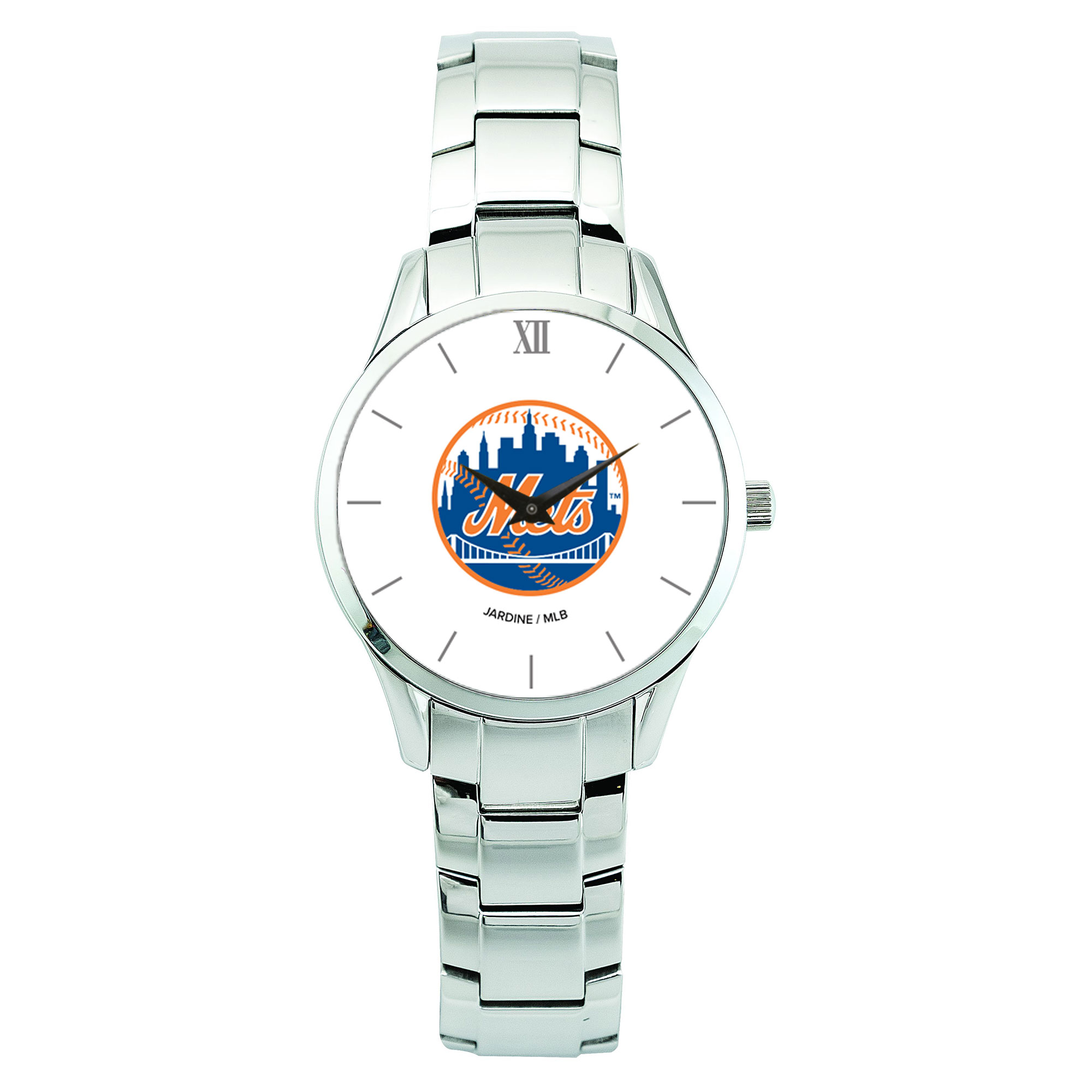 Men's Silver New York Mets Stainless Steel Bracelet Wristwatch