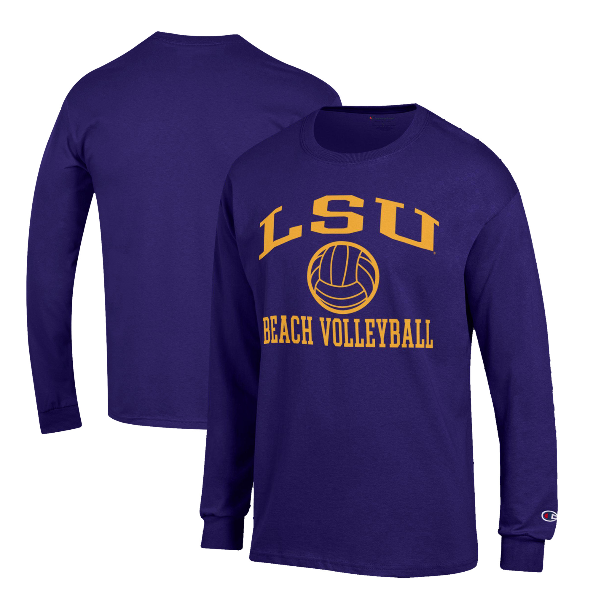 Men's Champion Purple LSU Tigers Icon Beach Volleyball Long Sleeve T-Shirt