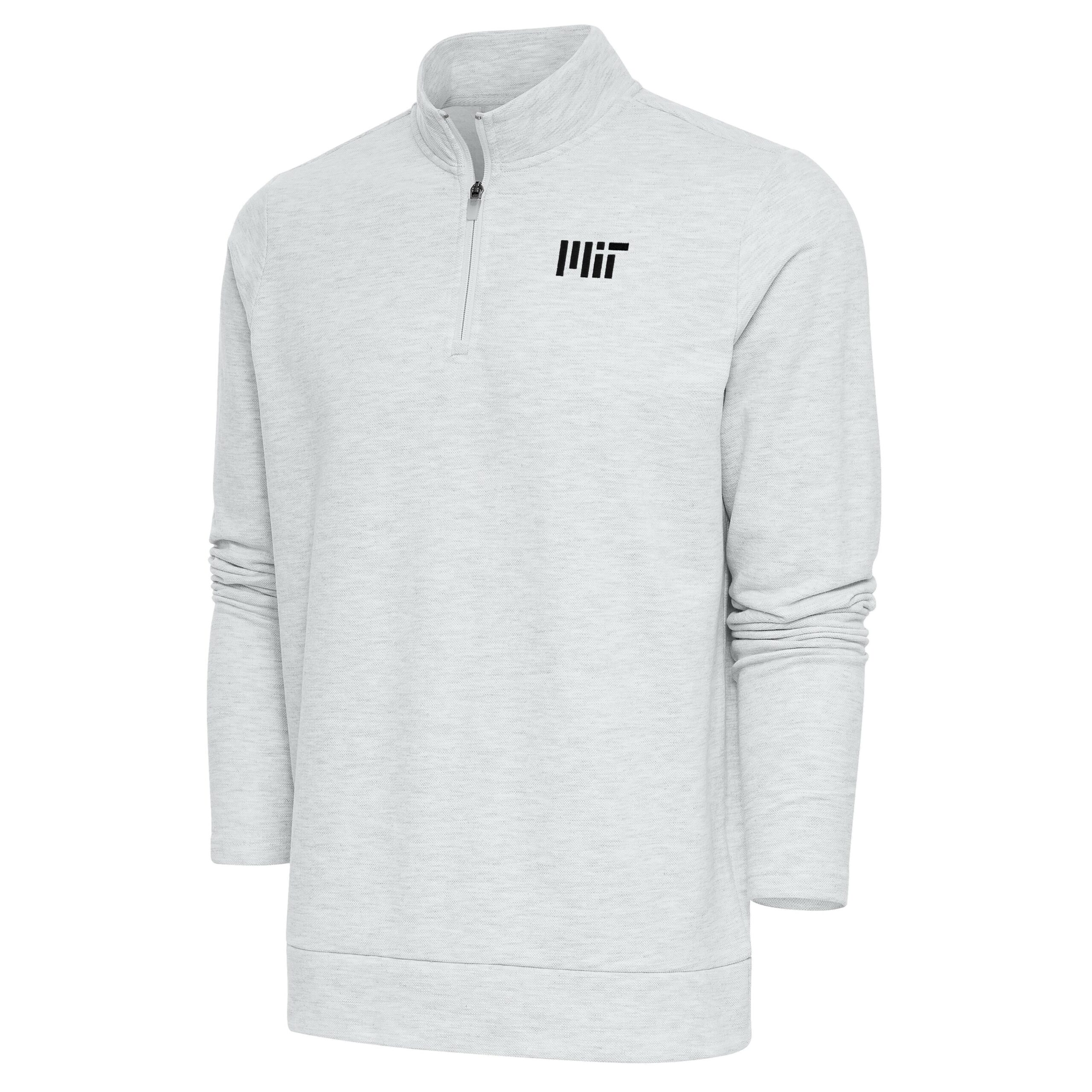 Men's Antigua Heather Gray MIT Engineers Gambit Quarter-Zip Pullover Top