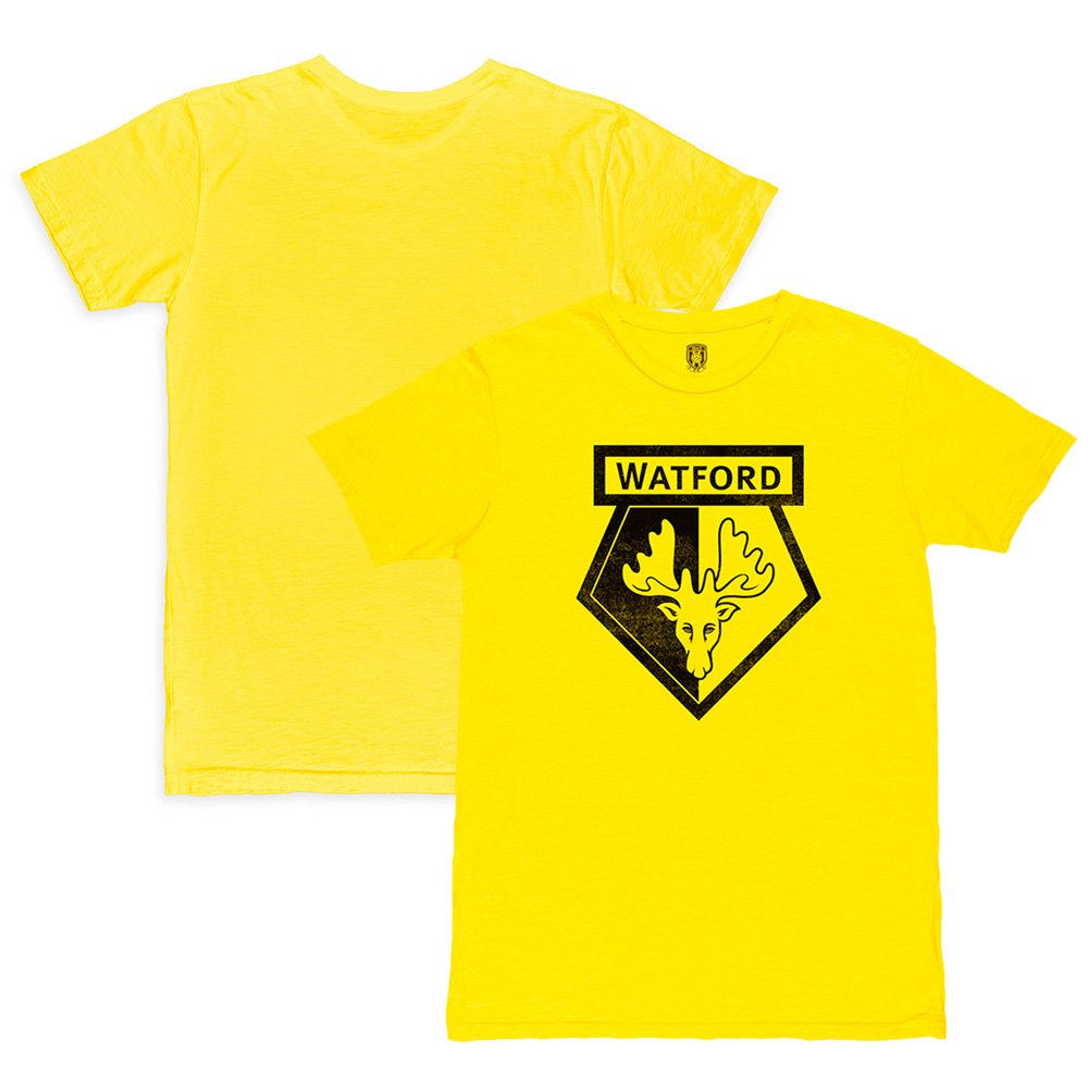 Men's 1863FC Yellow Watford Mono Crest Slub T-Shirt