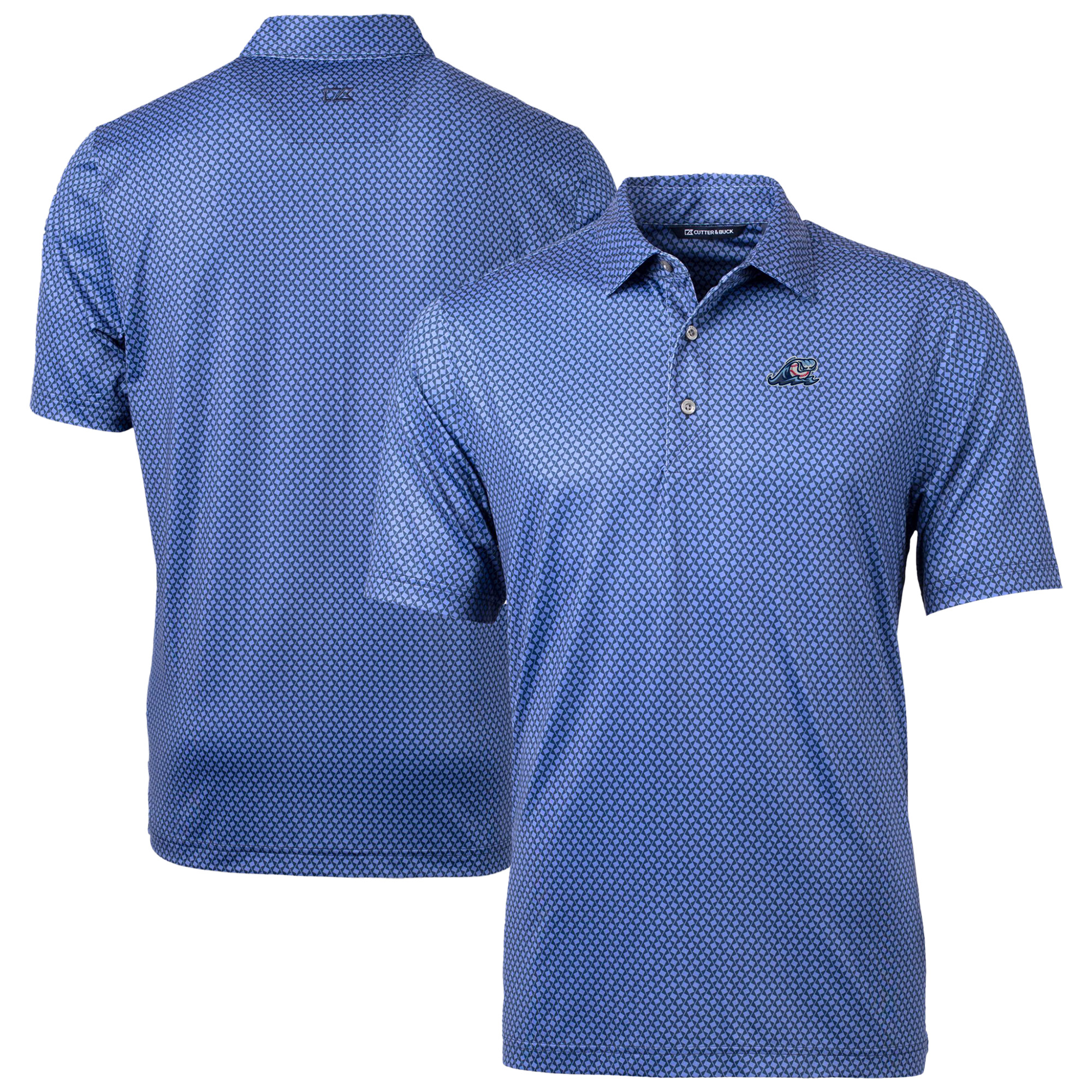 Men's Cutter & Buck Navy West Michigan Whitecaps Pike Banner Print Stretch Polo
