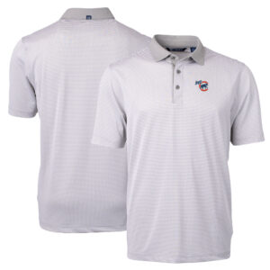 Men's Cutter & Buck Gray/White Iowa Cubs Virtue Eco Pique Micro Stripe Recycled Polo