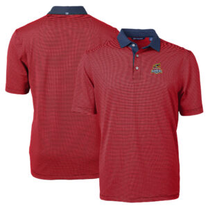 Men's Cutter & Buck Red/Navy Toledo Mud Hens Virtue Eco Pique Micro Stripe Recycled Polo