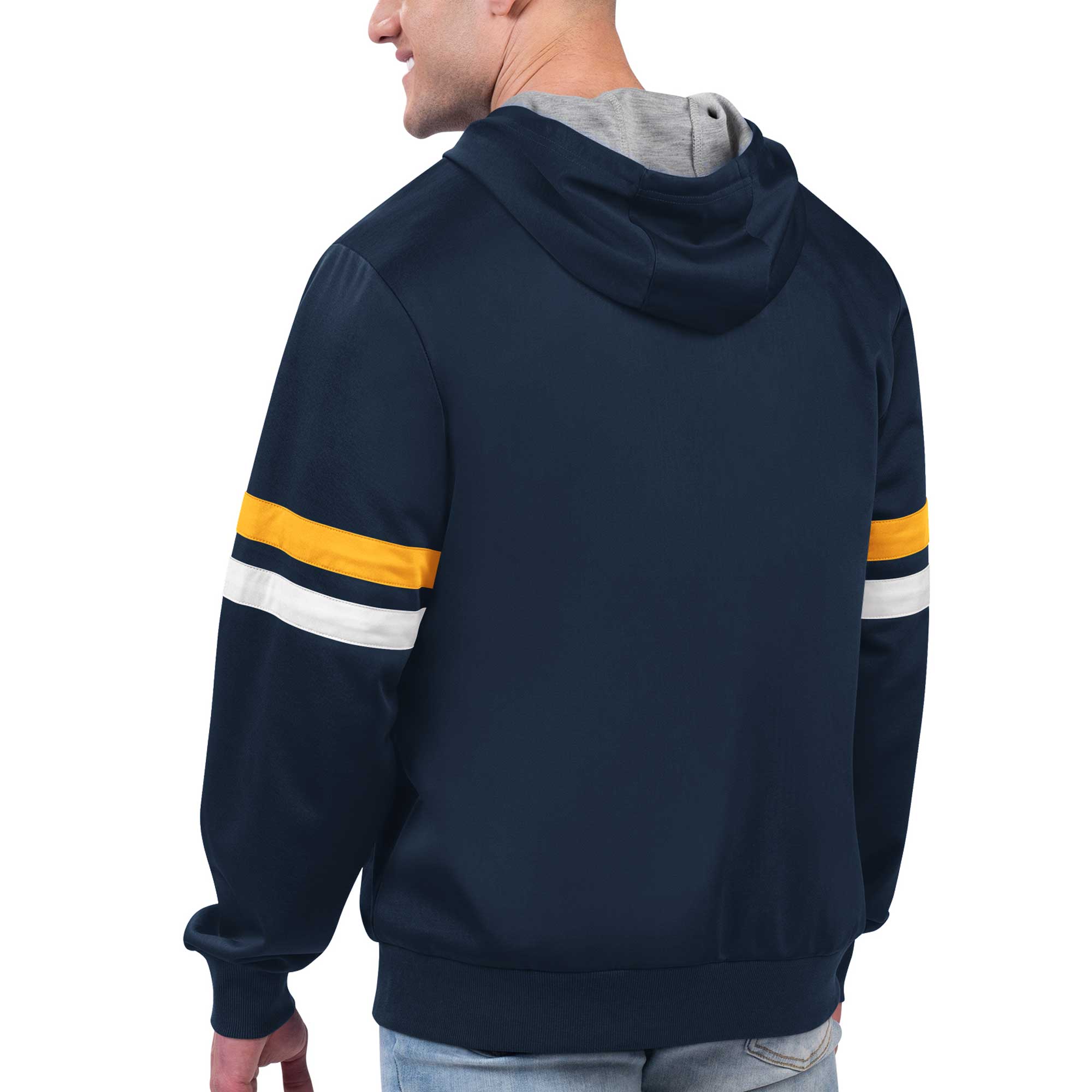 Women's G-III 4Her by Carl Banks Navy Los Angeles Angels Leopard Heart Pullover Sweatshirt - Image 3