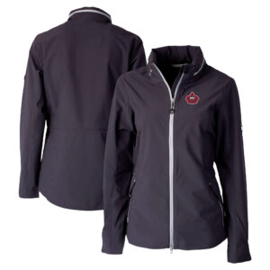 Women's Cutter & Buck Graphite Miami Marlins City Connect Vapor Water Repellent Stretch Full-Zip Rain Jacket