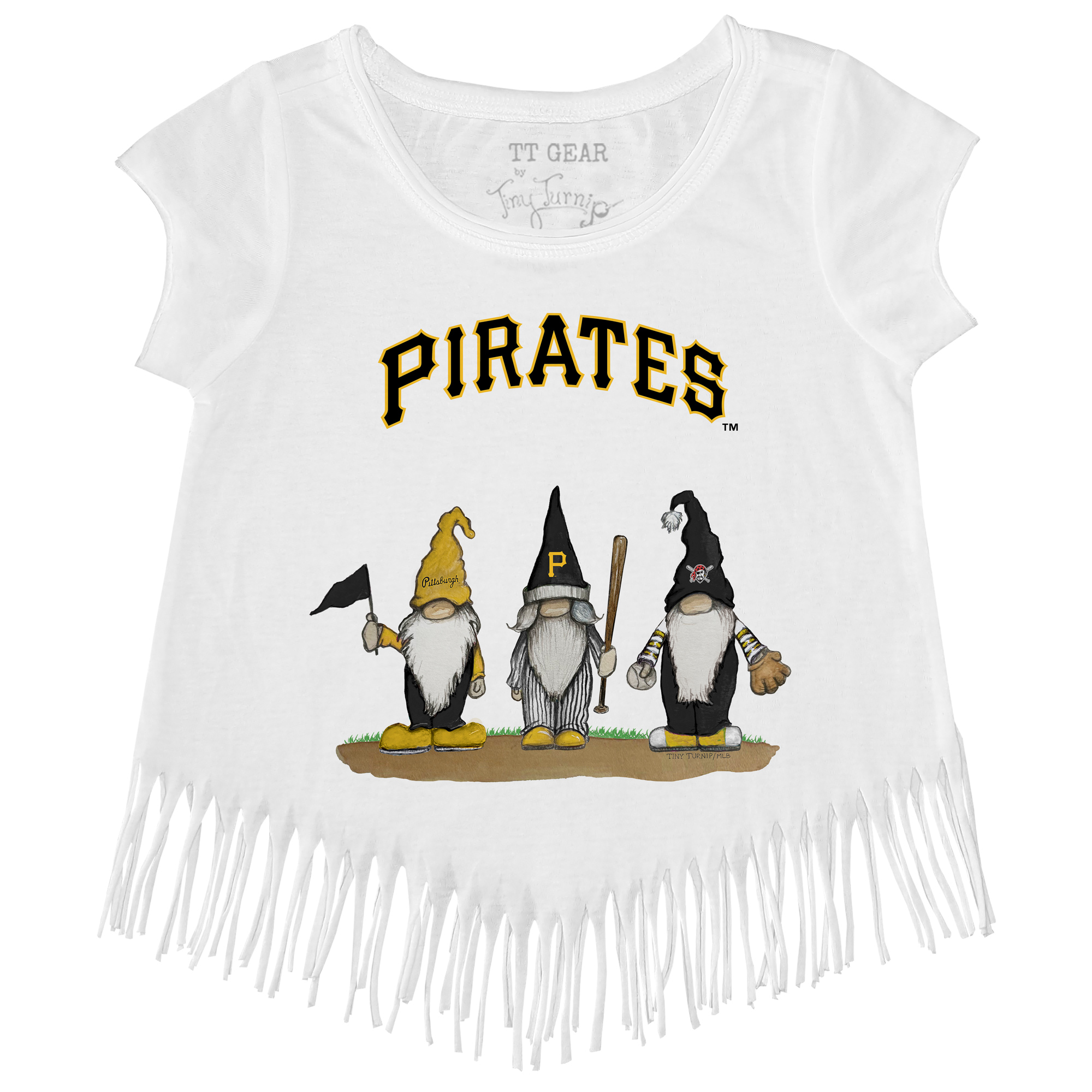 Girls Toddler Tiny Turnip White Pittsburgh Pirates Gnomes Fringe T-Shirt - Image 3