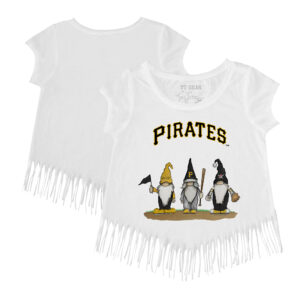 Girls Toddler Tiny Turnip White Pittsburgh Pirates Gnomes Fringe T-Shirt