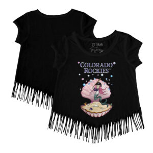 Girls Toddler Tiny Turnip Black Colorado Rockies Mermaid Fringe T-Shirt