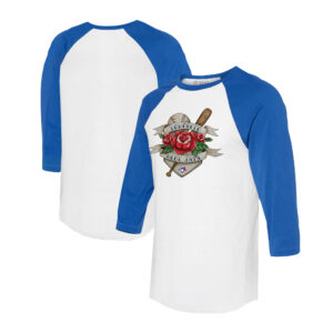 Unisex Tiny Turnip White/Royal Toronto Blue Jays Tattoo Rose 3/4-Sleeve Raglan T-Shirt