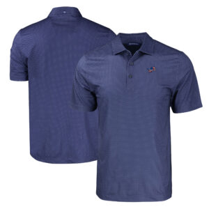 Men's Cutter & Buck Navy Detroit Lions Big & Tall Americana Pike Eco Tonal Geo Print Stretch Recycled Polo