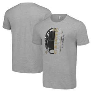 Men's Starter Heather Gray New Orleans Saints Half Helmet Logo T-Shirt