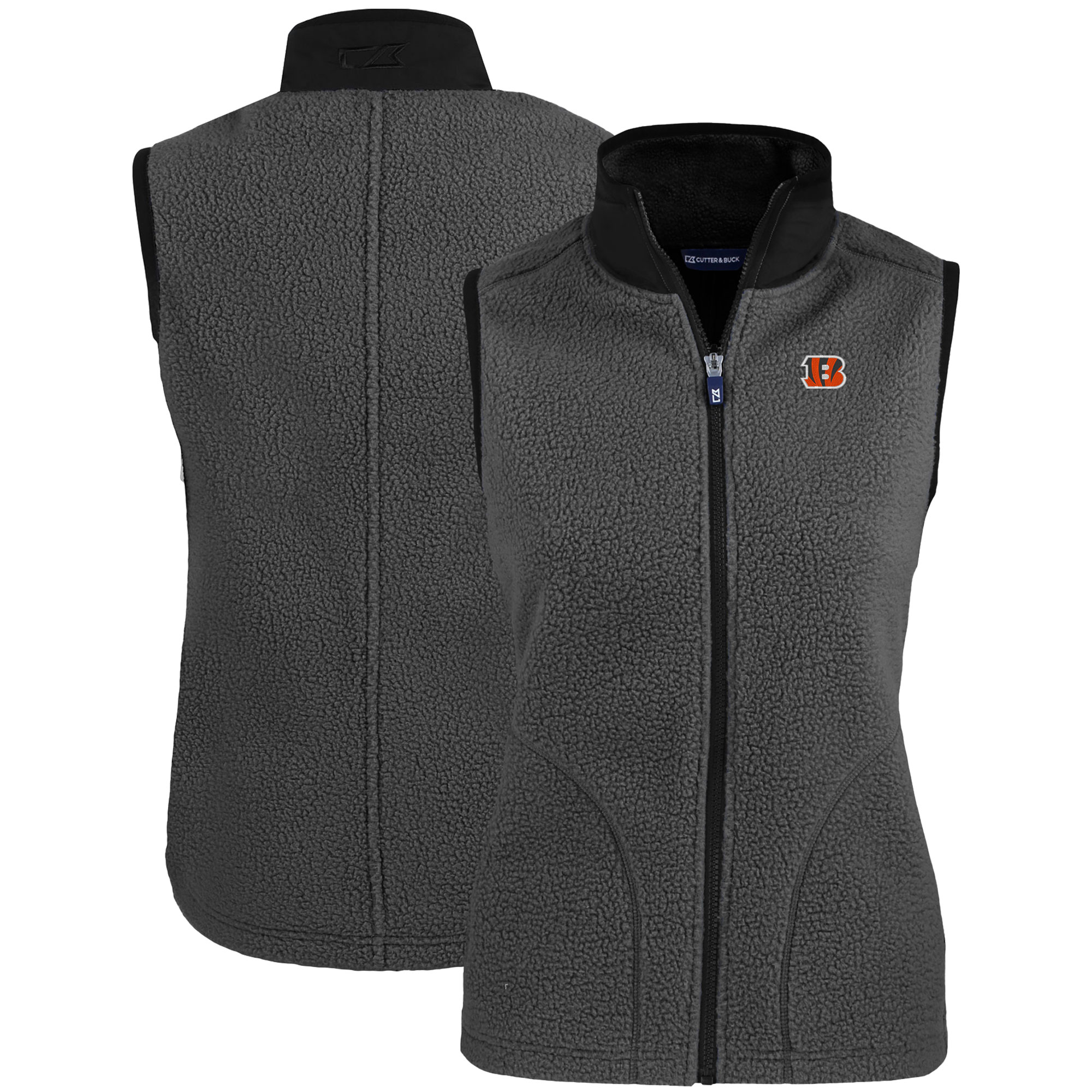 Women's Cutter & Buck Gray Cincinnati Bengals Primary Mark Cascade Eco Sherpa Fleece Vest