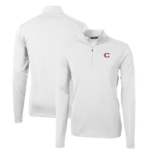 Men's Cutter & Buck White Cincinnati Reds City Connect Big & Tall Virtue Eco Pique Recycled Quarter-Zip Pullover Top