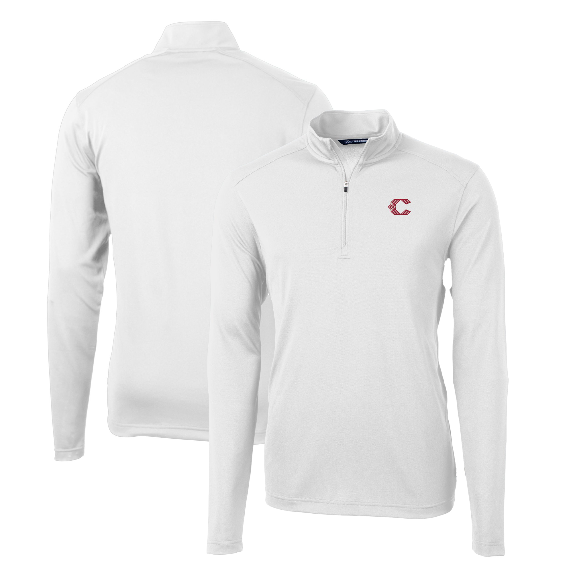 Men's Cutter & Buck White Cincinnati Reds City Connect Big & Tall Virtue Eco Pique Recycled Quarter-Zip Pullover Top