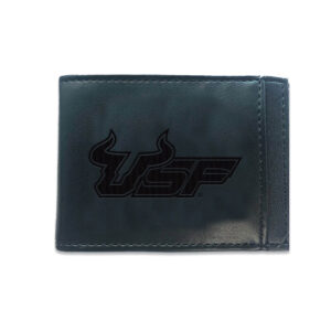 Black South Florida Bulls Hybrid Leather Front Pocket Bi-Fold Wallet with Money Clip