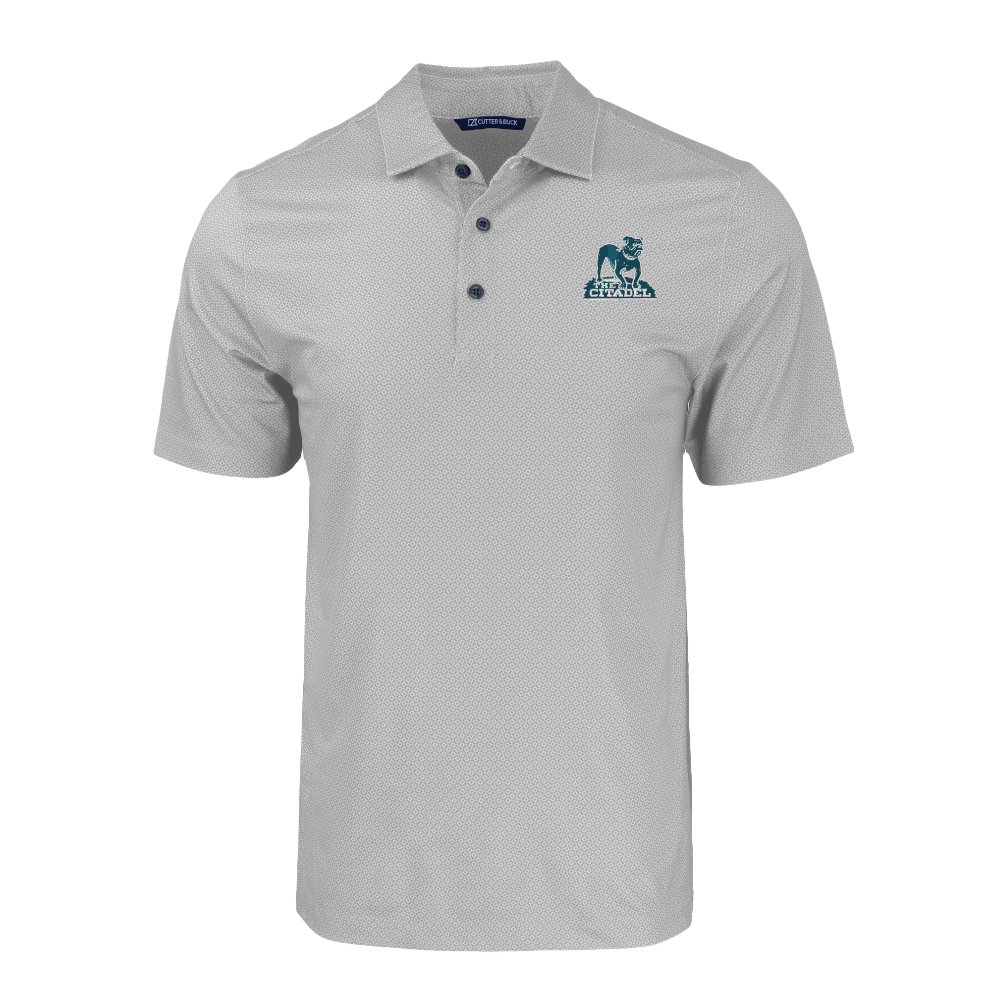 Men's Cutter & Buck Gray Citadel Bulldogs Big & Tall Pike Eco Tonal Geo Print Stretch Recycled Polo - Image 6