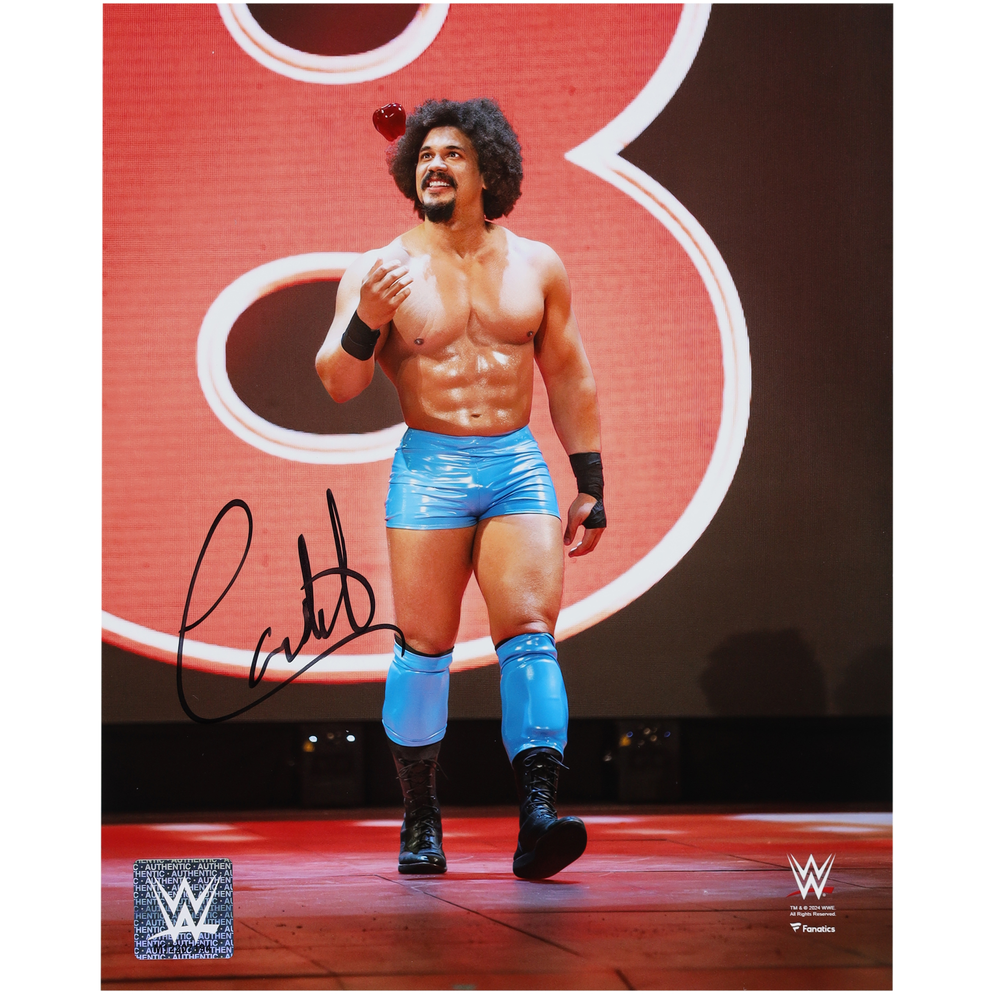 Carlito WWE Autographed 8" x 10" 2024 Royal Rumble Entrance Photograph