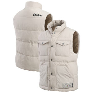 Men's Darius Rucker Collection by Fanatics Cream Pittsburgh Steelers Puffer Full-Snap Vest