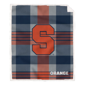 Pegasus Syracuse Orange 60” x 70” Plaid Steel Ultra Cozy Sherpa Blanket