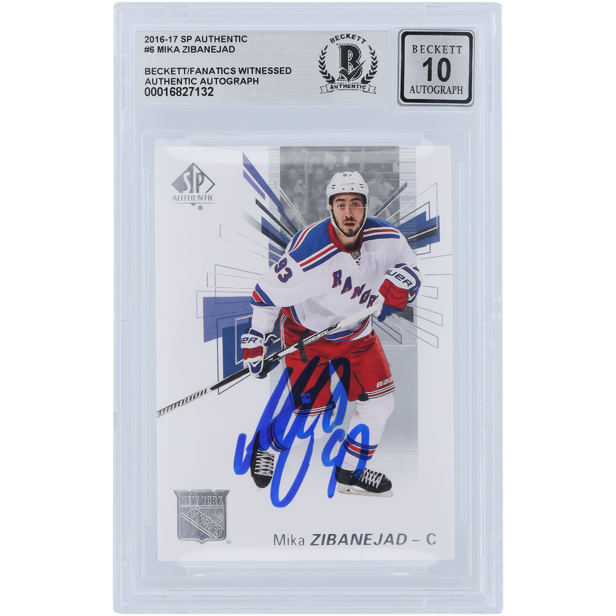 Mika Zibanejad New York Rangers Autographed 2016-17 Upper Deck SP Authentic #6 Beckett Fanatics Witnessed Authenticated 10 Card