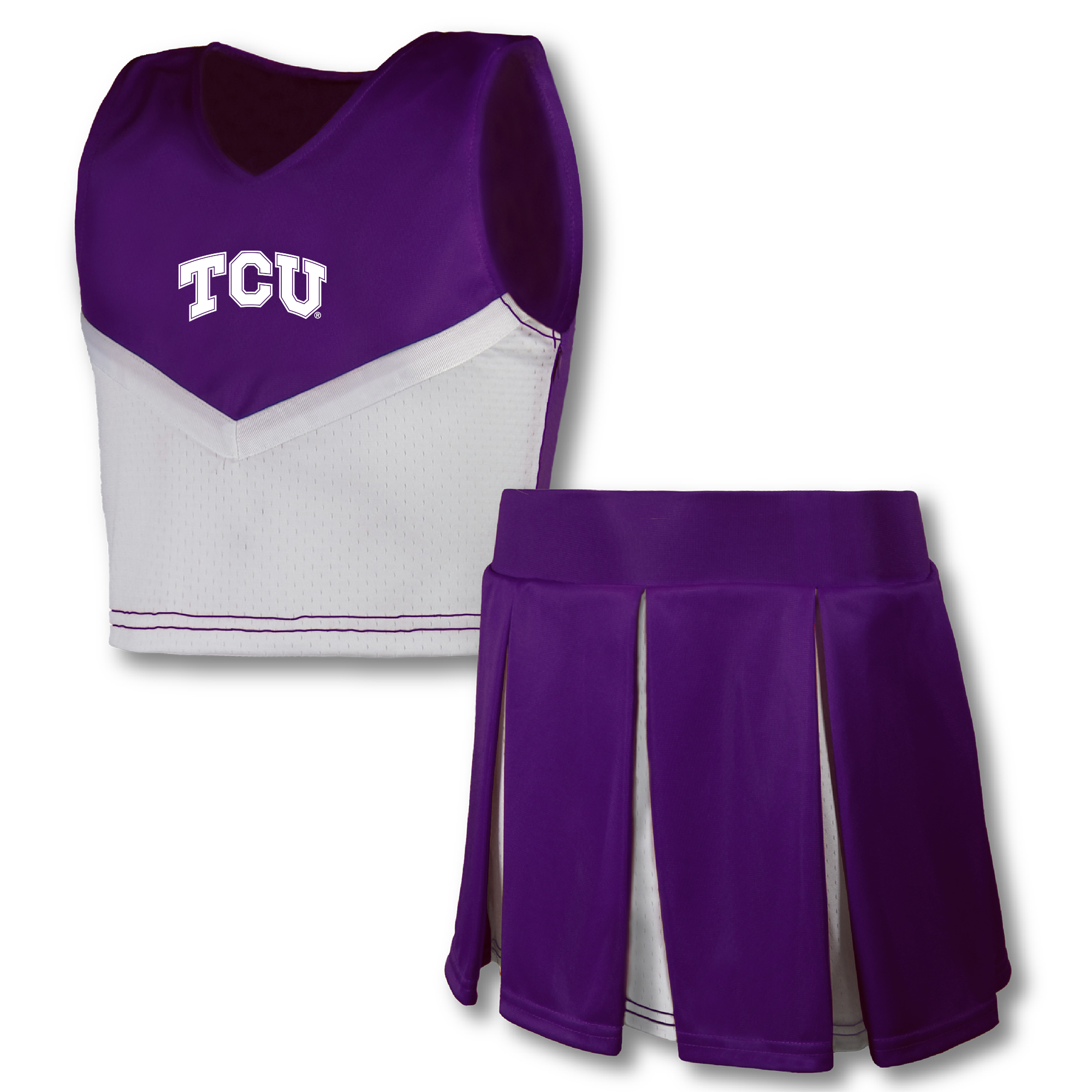 Girls Youth Garb Purple TCU Horned Frogs Cheerleader Top & Skirt Set
