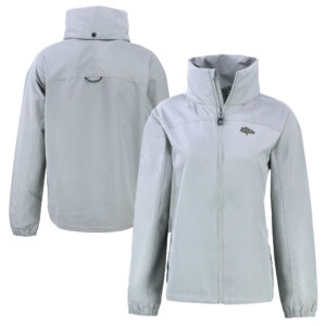 Women's Cutter & Buck Gray Denver Broncos Charter Eco Recycled Full-Zip Hoodie Jacket