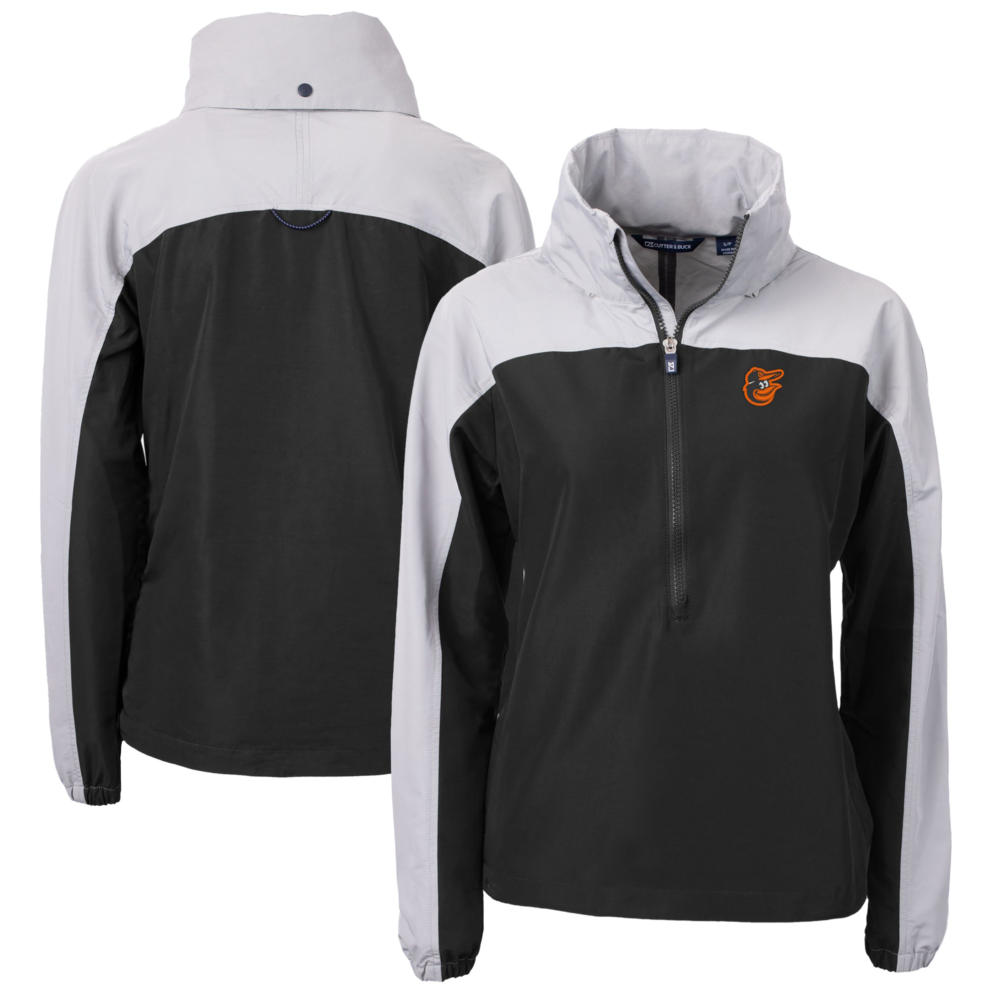 Women's Cutter & Buck Black Baltimore Orioles Charter Eco Recycled Half-Zip Anorak Jacket - Image 5