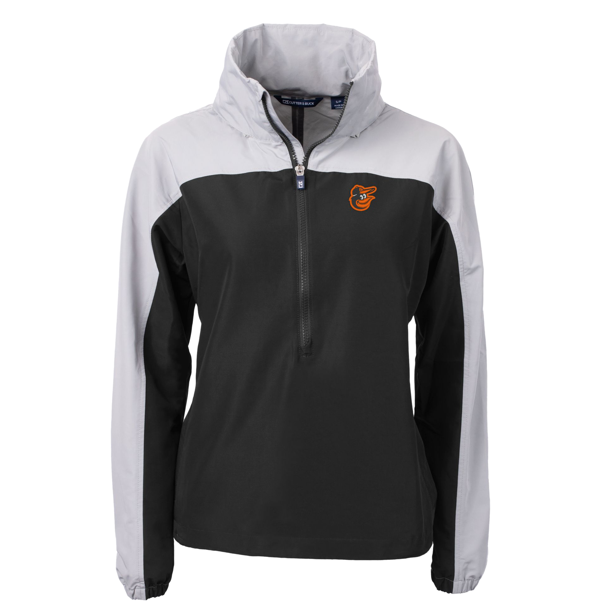 Women's Cutter & Buck Black Baltimore Orioles Charter Eco Recycled Half-Zip Anorak Jacket - Image 3
