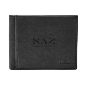 Fossil Nazareth University Golden Flyers Ingram Leather RFID Bifold with Flip ID Wallet