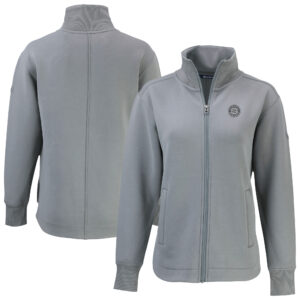 Women's Cutter & Buck Gray Seattle Mariners Roam Eco Recycled Full-Zip Jacket